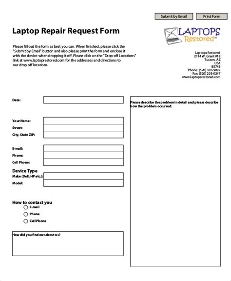 Laptop Repair Request .